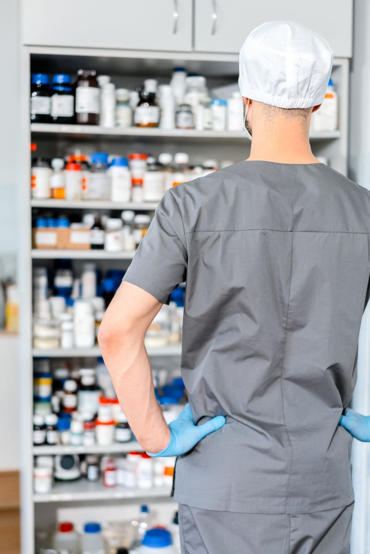 Healthcare professional checking credentials